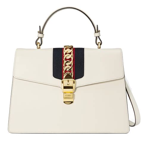 gucci sylvie leather shoulder bag white|Gucci sylvie top handle bag.